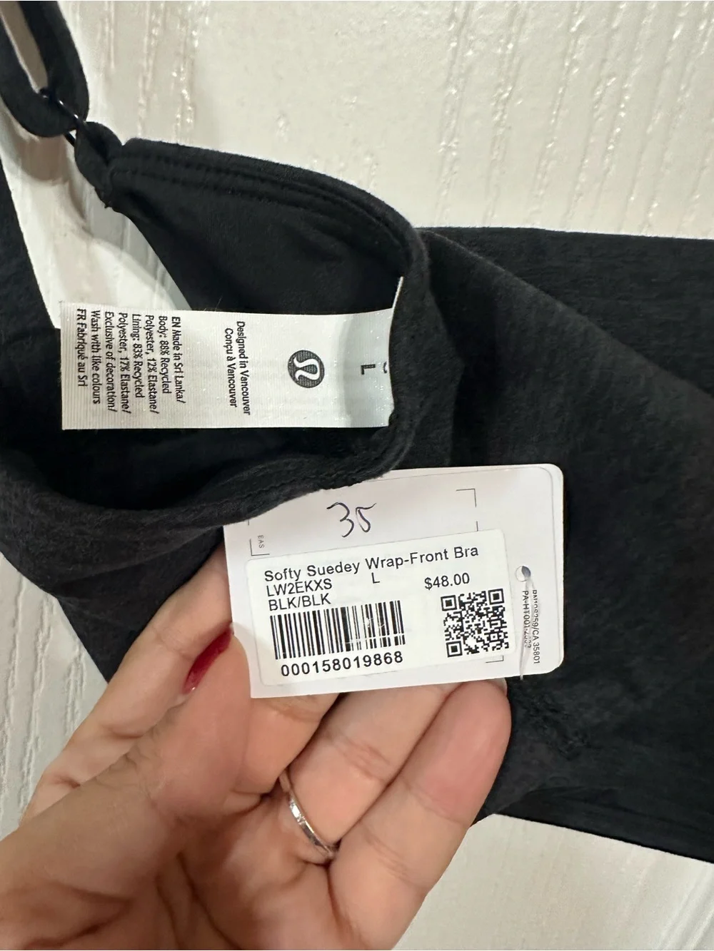 Lululemon Softy Suedey Wrap-Front Bra Light Support, B/C Cup Black